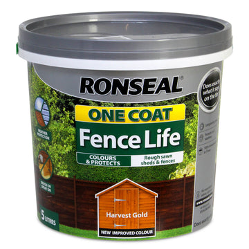 Ronseal One Coat Fence Life Paint - 5L Harvest Gold