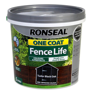 Ronseal One Coat Fence Life Paint - 5L Tudor Black Oak