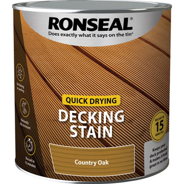 Ronseal Matt Exterior Wood Decking Stain - 2.5L Country Oak
