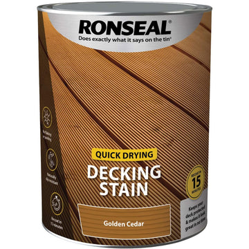Ronseal Matt Exterior Wood Decking Stain -  5L Golden Cedar