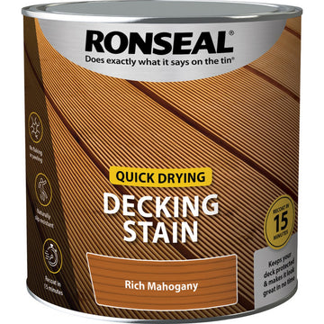 Ronseal Matt Exterior Wood Decking Stain - 2.5L Rich Mahogany