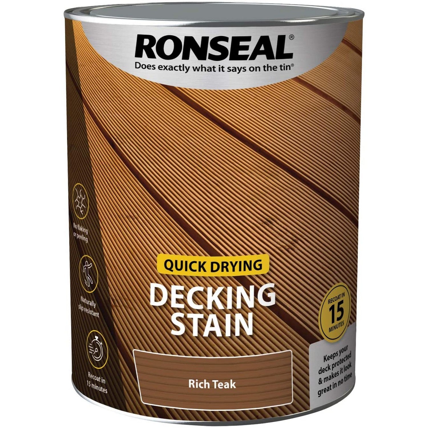 Ronseal Matt Exterior Wood Decking Stain - 5L Rich Teak