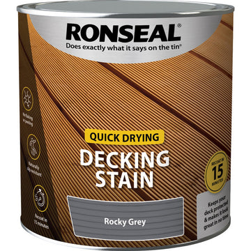 Ronseal Matt Exterior Wood Decking Stain - 2.5L Rocky Grey