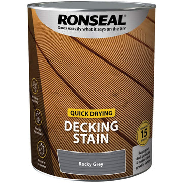 Ronseal Matt Exterior Wood Decking Stain - 5L Rocky Grey