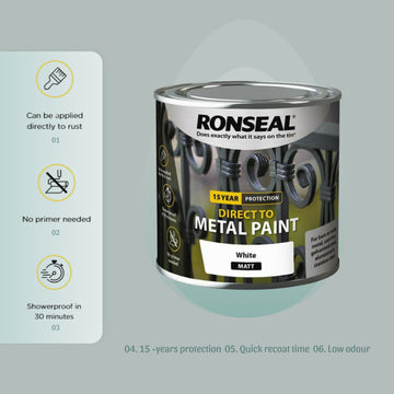 Direct to Metal Matt Showerproof Paint - 250ml White