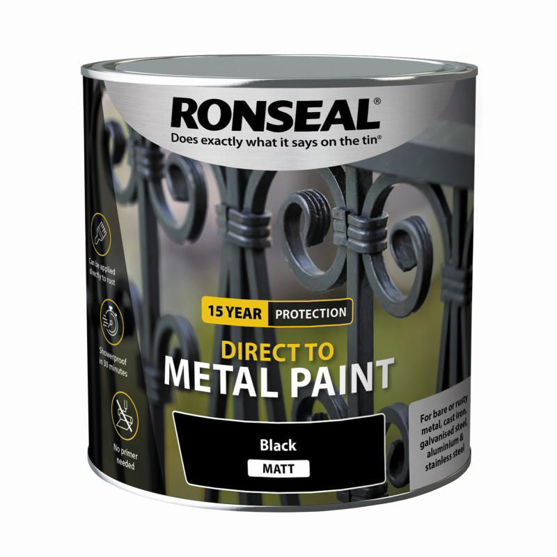 Direct to Metal Matt Showerproof Paint - 2.5L Black