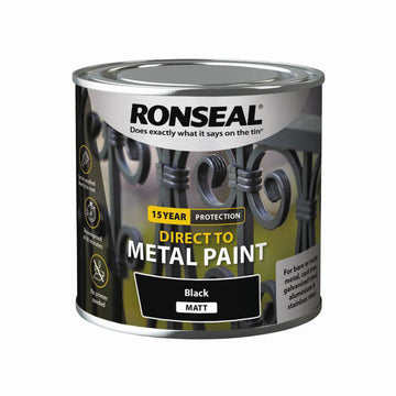 Ronseal 250ml Direct to Metal Black Matt Showerproof Paint