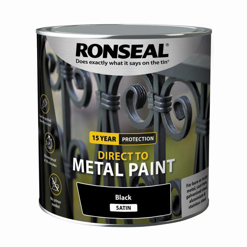 Direct to Metal Satin Showerproof Paint - 2.5L Black