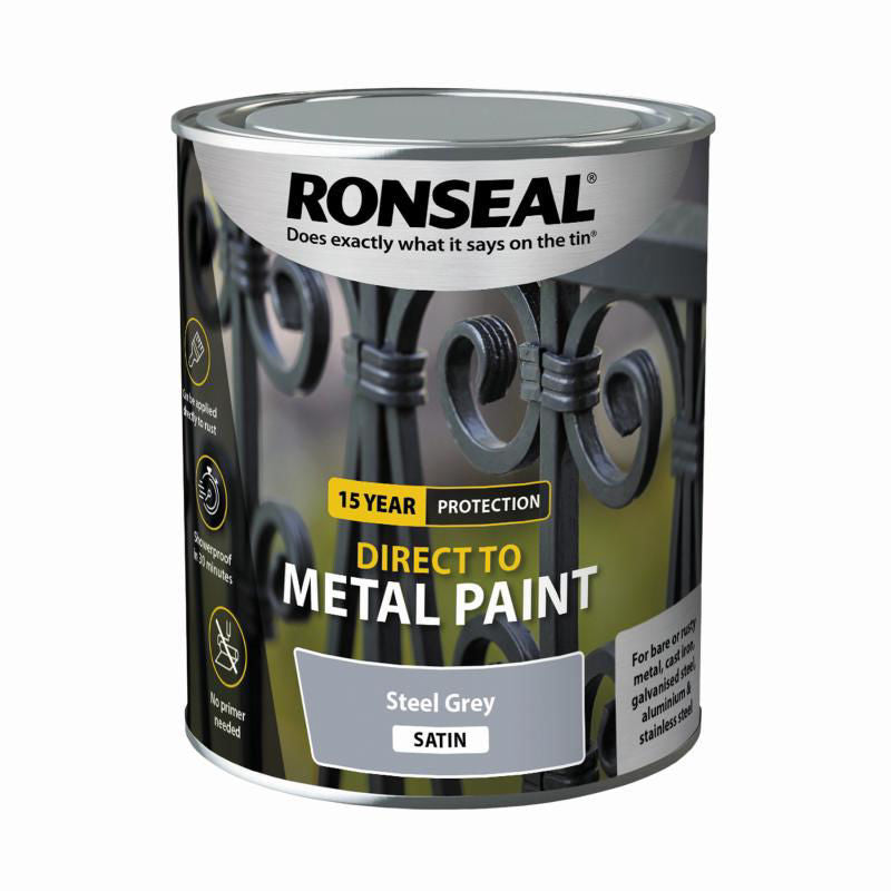 Direct to Metal Satin Paint - 750ml Steel Grey