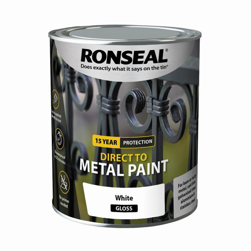 Direct to Metal Gloss Showerproof Paint - 750ml White