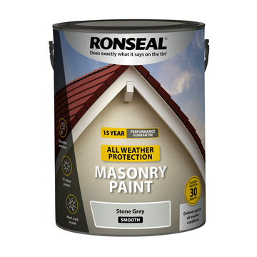 Ronseal Masonry All Weather Exterior Paint - 5L Stone Grey