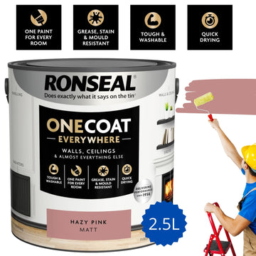 Ronseal One Coat 2.5L Hazy Pink Matt Quick Dry Paint