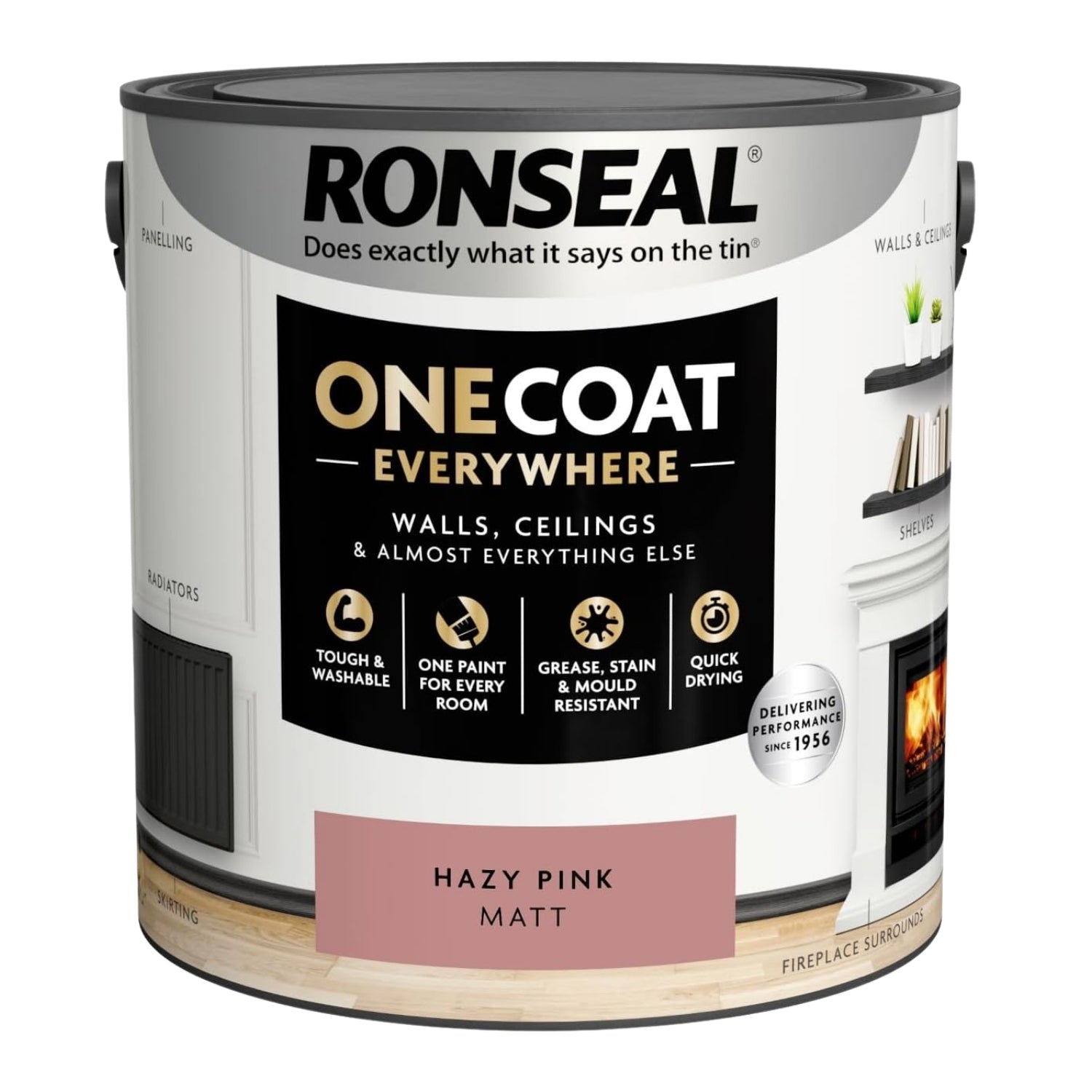 Ronseal One Coat 2.5L Hazy Pink Matt Quick Dry Paint