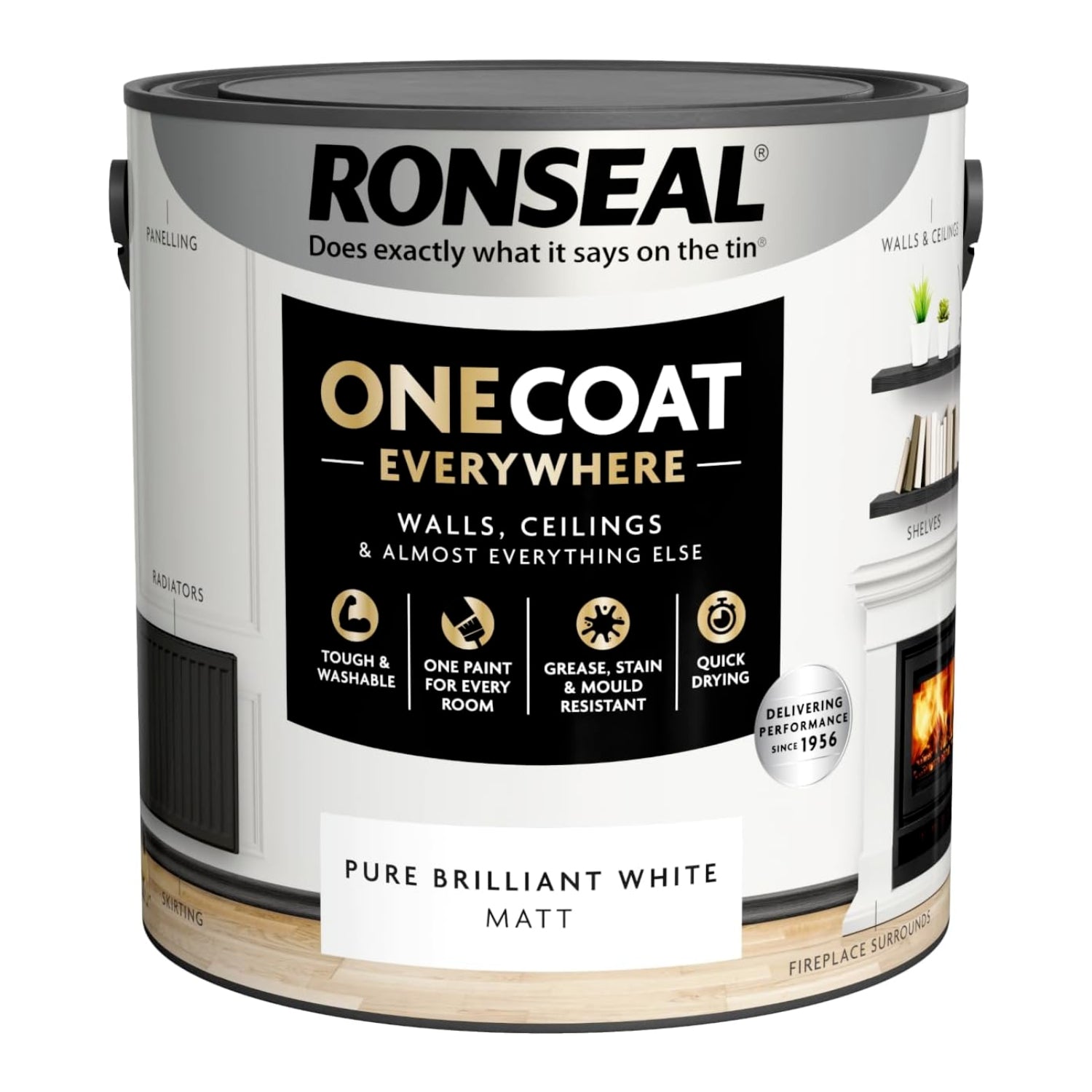 Ronseal One Coat 2.5L Brilliant White Matt Quick Dry Paint