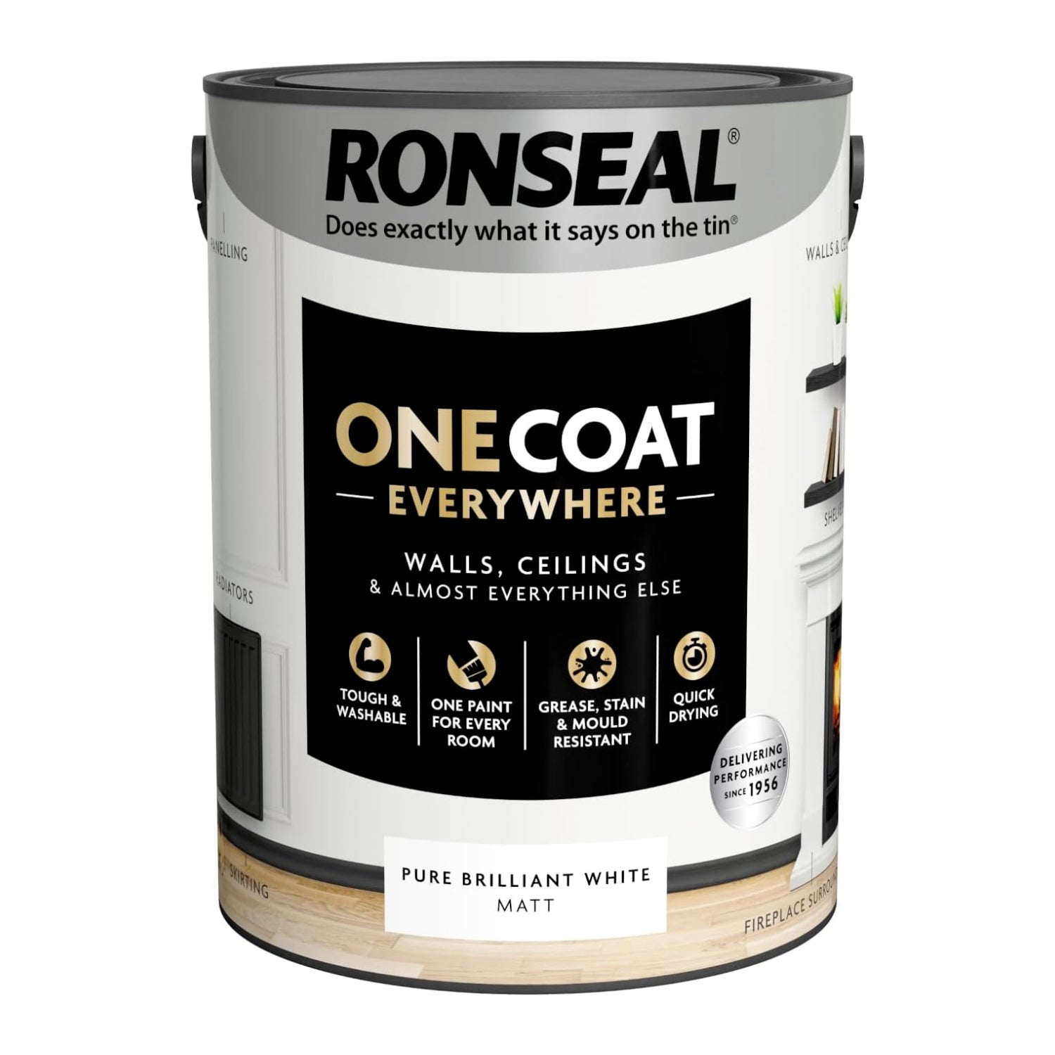 Ronseal One Coat 5L Brilliant White Matt Quick Dry Paint
