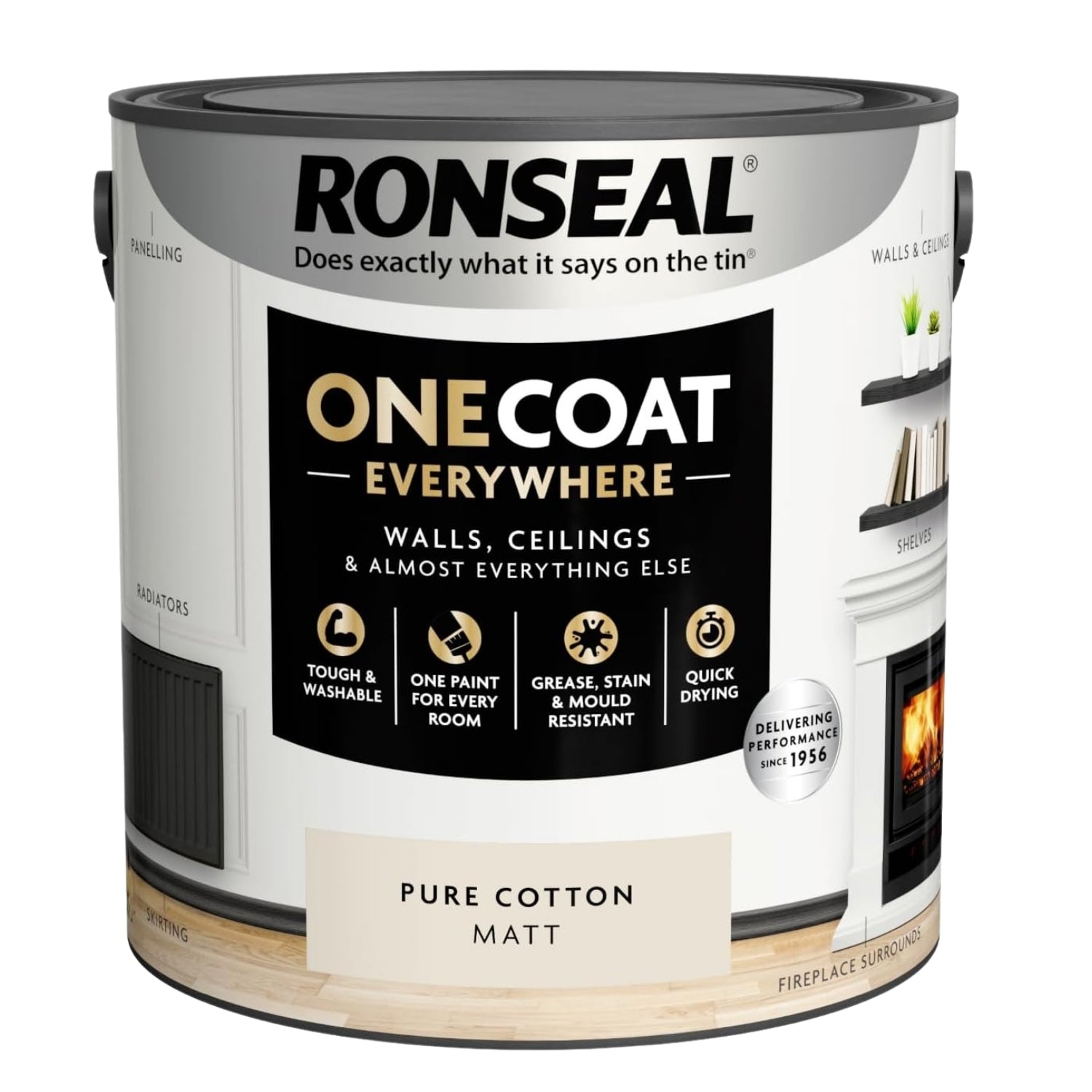 Ronseal One Coat 2.5L Pure Cotton Matt Quick Dry Paint