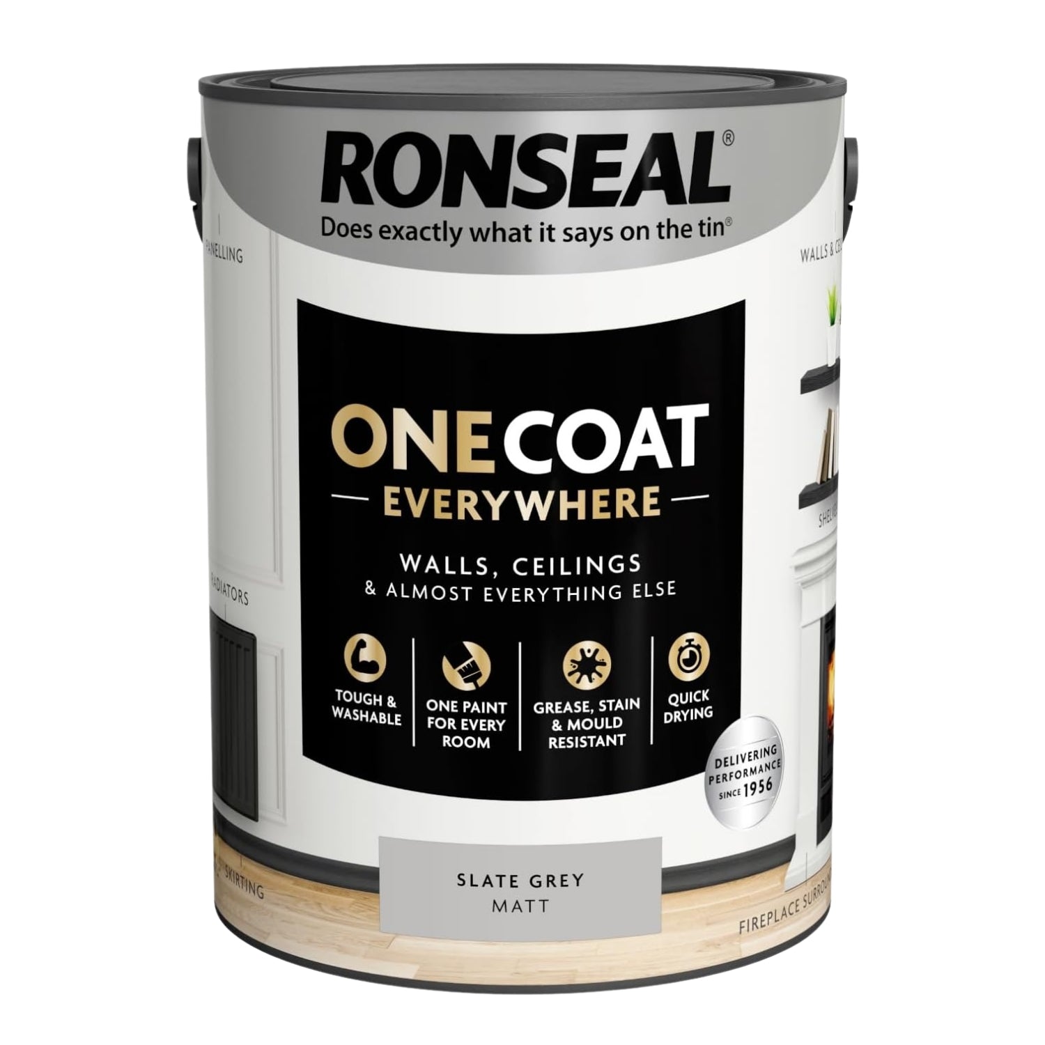 Ronseal One Coat 5L Slate Grey Matt Quick Dry Paint