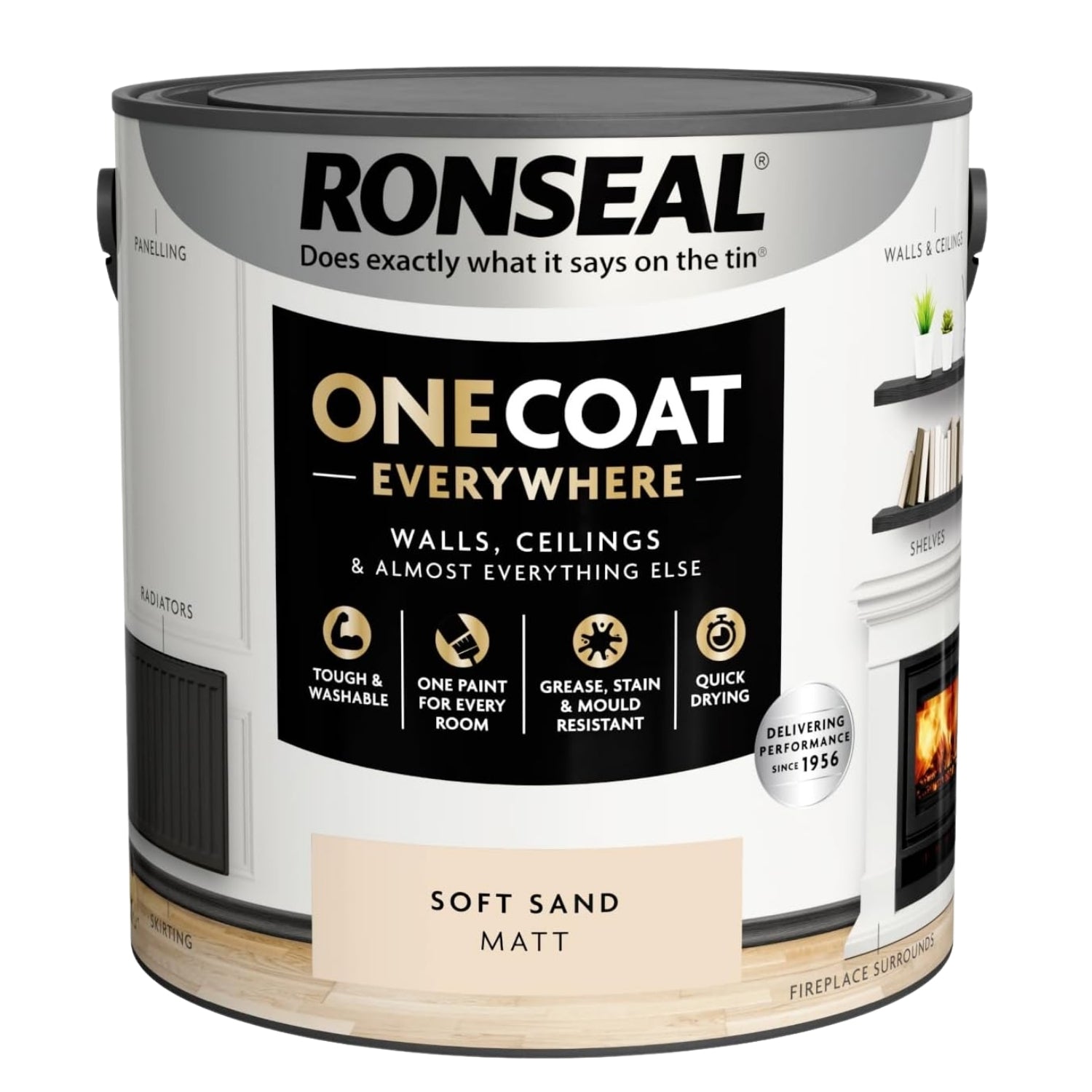 Ronseal One Coat 2.5L Soft Sand Matt Quick Dry Paint