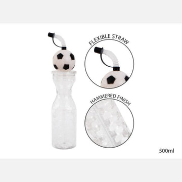6Pcs 500ml Flexi Straw 3D Lid Football Drinking Bottle