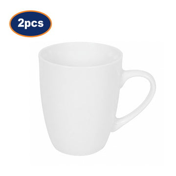 2Pcs White Porcelain Mug 270ml Coupe Design Coffee Tea Cup