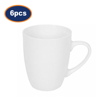 6Pcs White Porcelain Mug 270ml Coupe Design Coffee Tea Cup