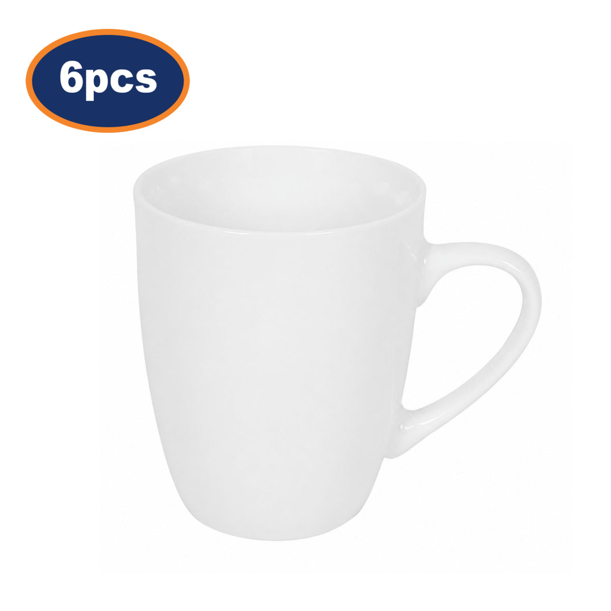 6Pcs White Porcelain Mug 270ml Coupe Design Coffee Tea Cup