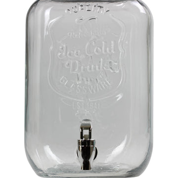 8 Litre Large Barrel Clear Glass Jar Drinks Dispenser Green