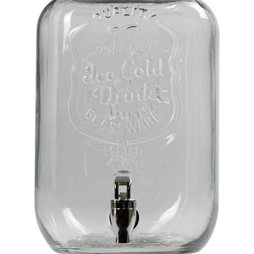 8 Litre Large Barrel Clear Glass Jar Drinks Dispenser Red