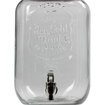 8L Large Barrel Clear Glass Drinks Dispenser