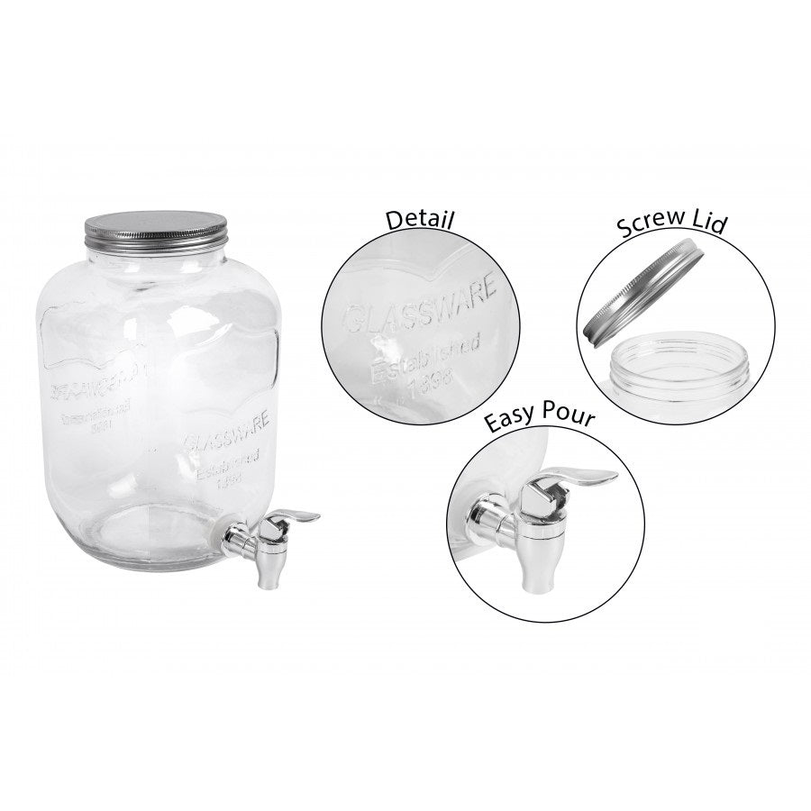 5 Litre Large Barrel Clear Glass Jar