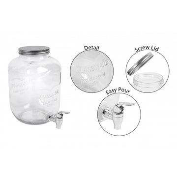 5 Litre Large Barrel Clear Glass Jar