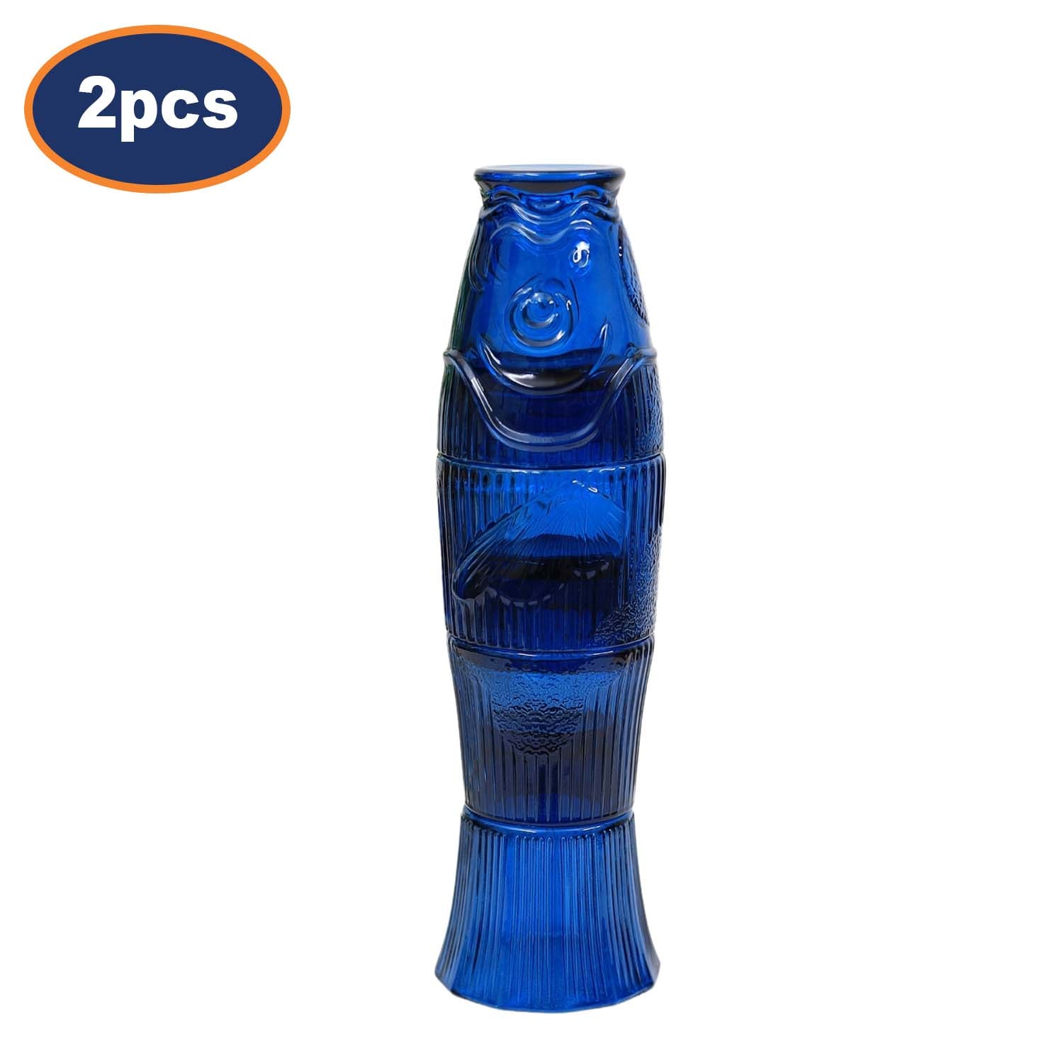 2Packs Blue Glass Stackable Glass Fish Shaped Tumbler