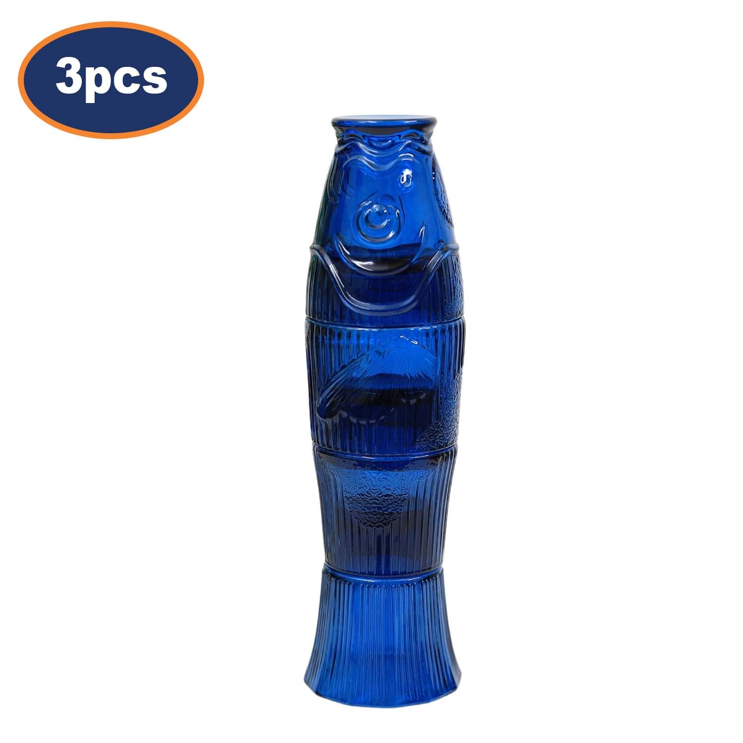 3Packs Blue Glass Stackable Glass Fish Shaped Tumbler