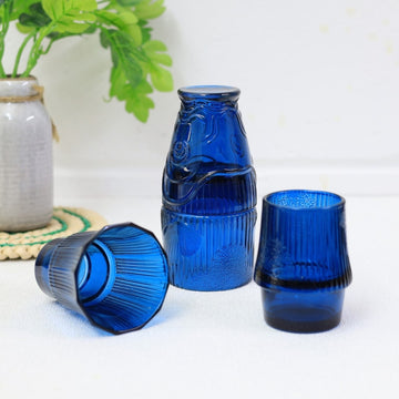 4pc Blue Glass Fish Shaped Stackable Tumbler Set