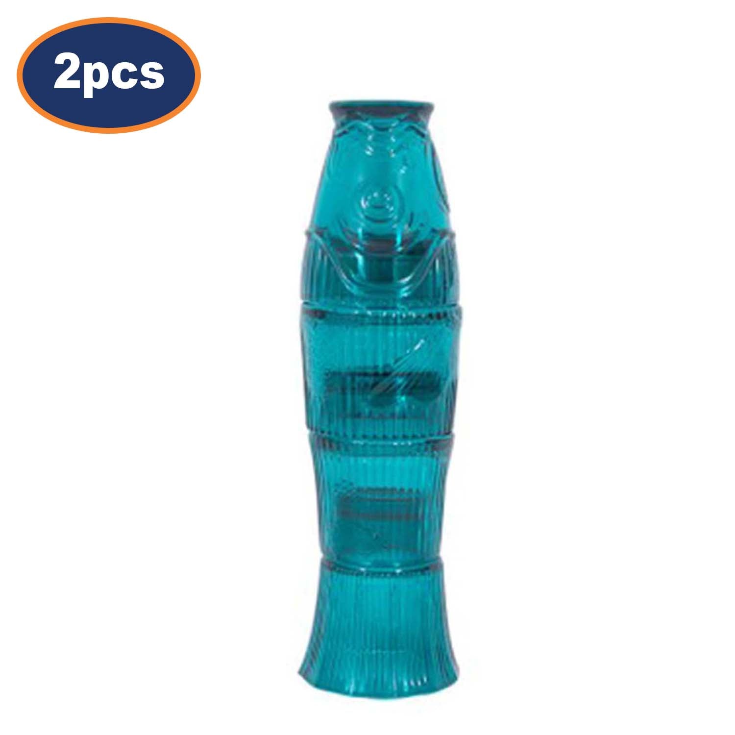 2Packs Teal Glass Stackable Glass Fish Shaped Tumbler