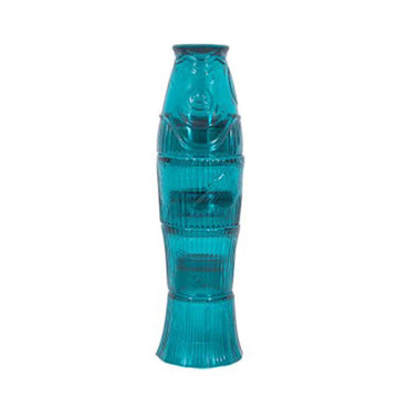 4pc Teal Glass Fish Shaped Stackable Tumbler Set