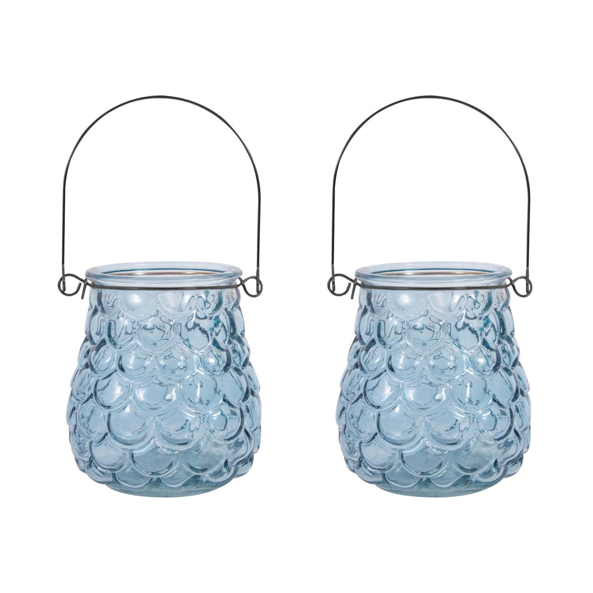 2Pcs 11cm Hanging Tealight Candle Glass Votive Jar