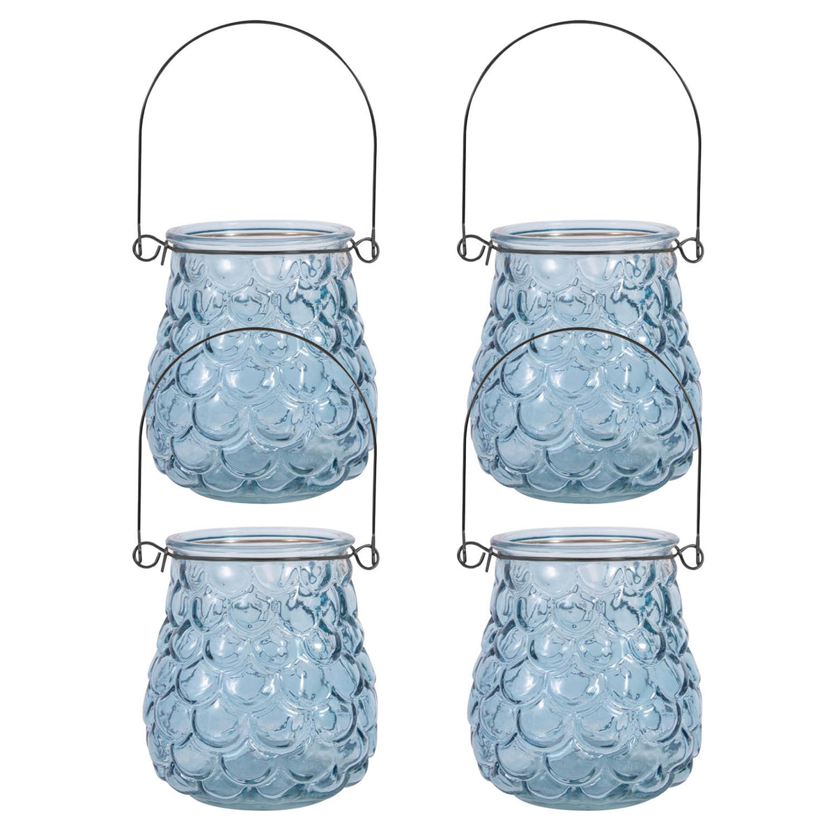 4Pcs 11cm Hanging Tealight Candle Glass Votive Jar