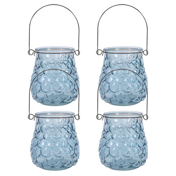4Pcs 11cm Hanging Tealight Candle Glass Votive Jar