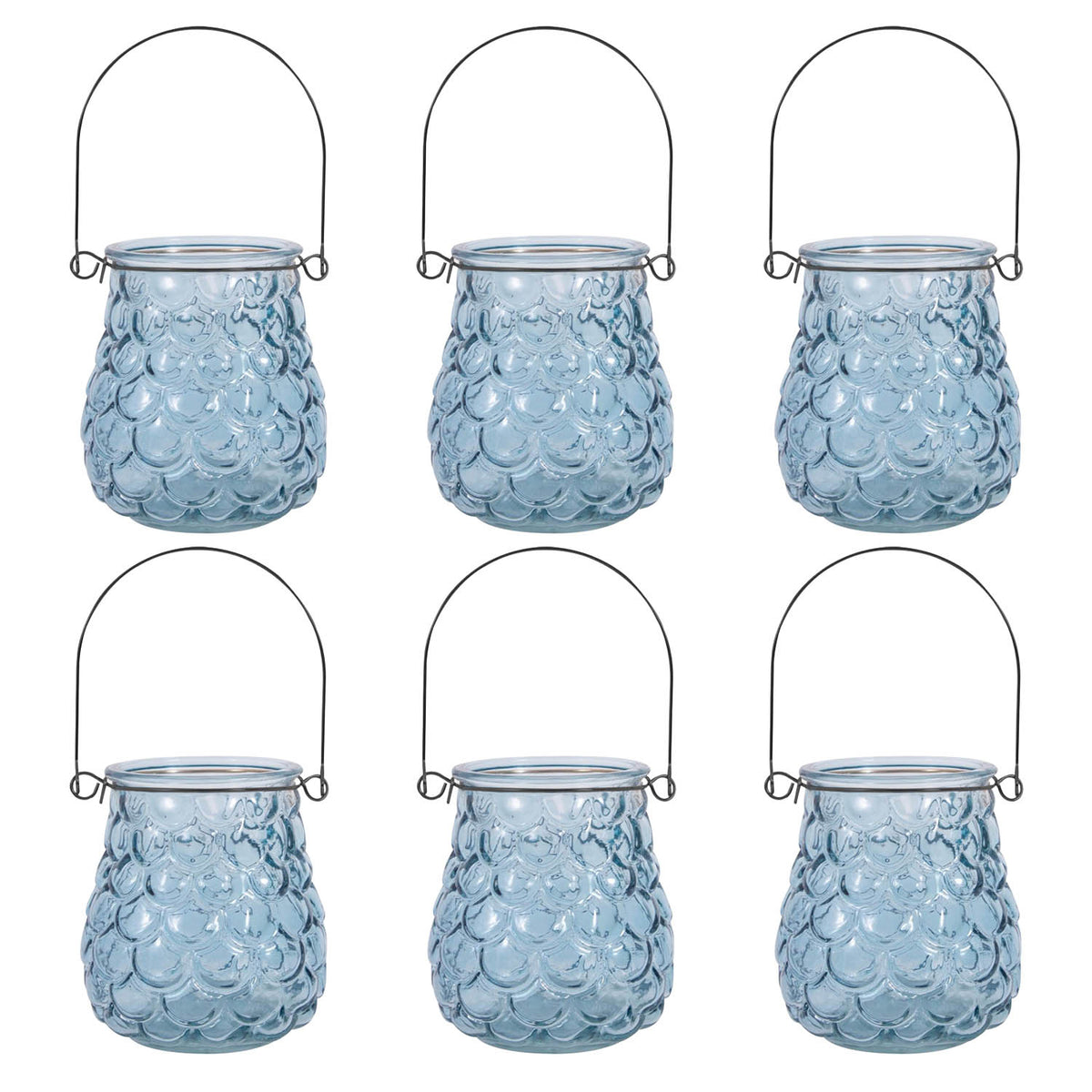 6Pcs 11cm Hanging Tealight Candle Glass Votive Jar