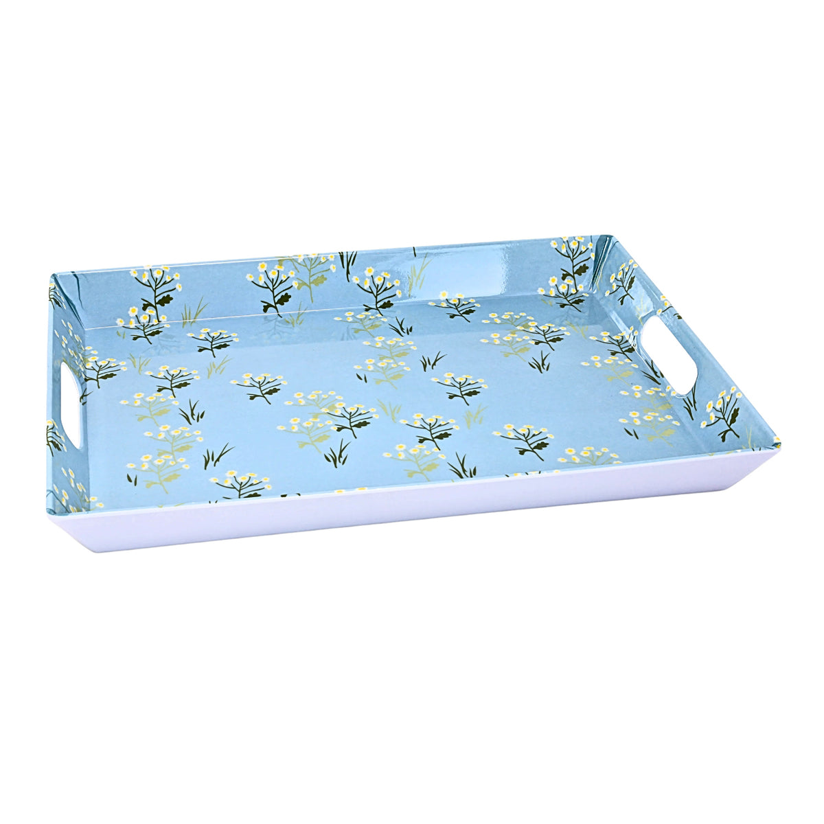 38cm Blue Blossom Design Melamine Rectangle Serving Tray