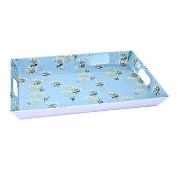 38cm Blue Blossom Design Melamine Rectangle Serving Tray