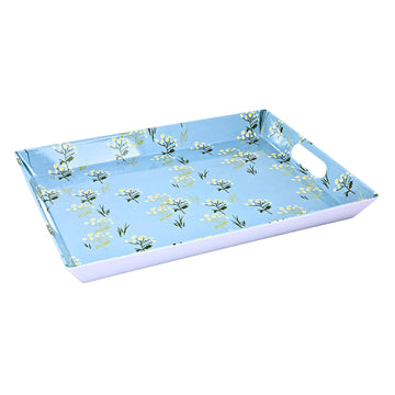 38cm Blue Blossom Design Melamine Rectangle Serving Tray