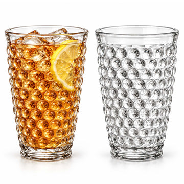2Pcs 350ml Clear Bubble Highball Tumbler Glass