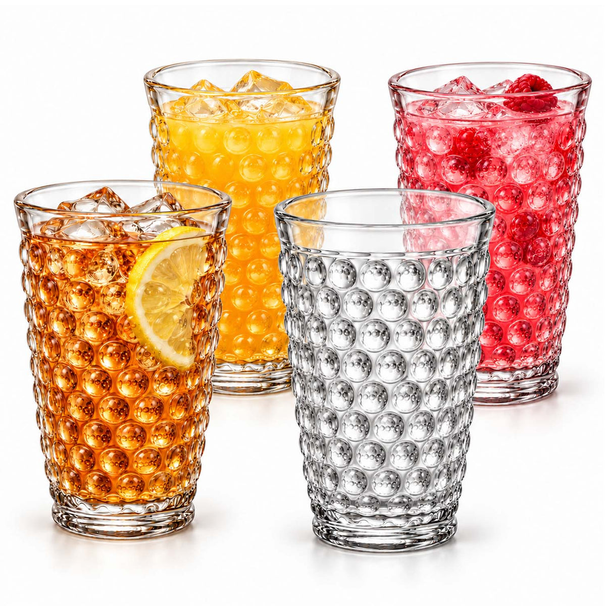 4Pcs 350ml Clear Bubble Highball Tumbler Glass