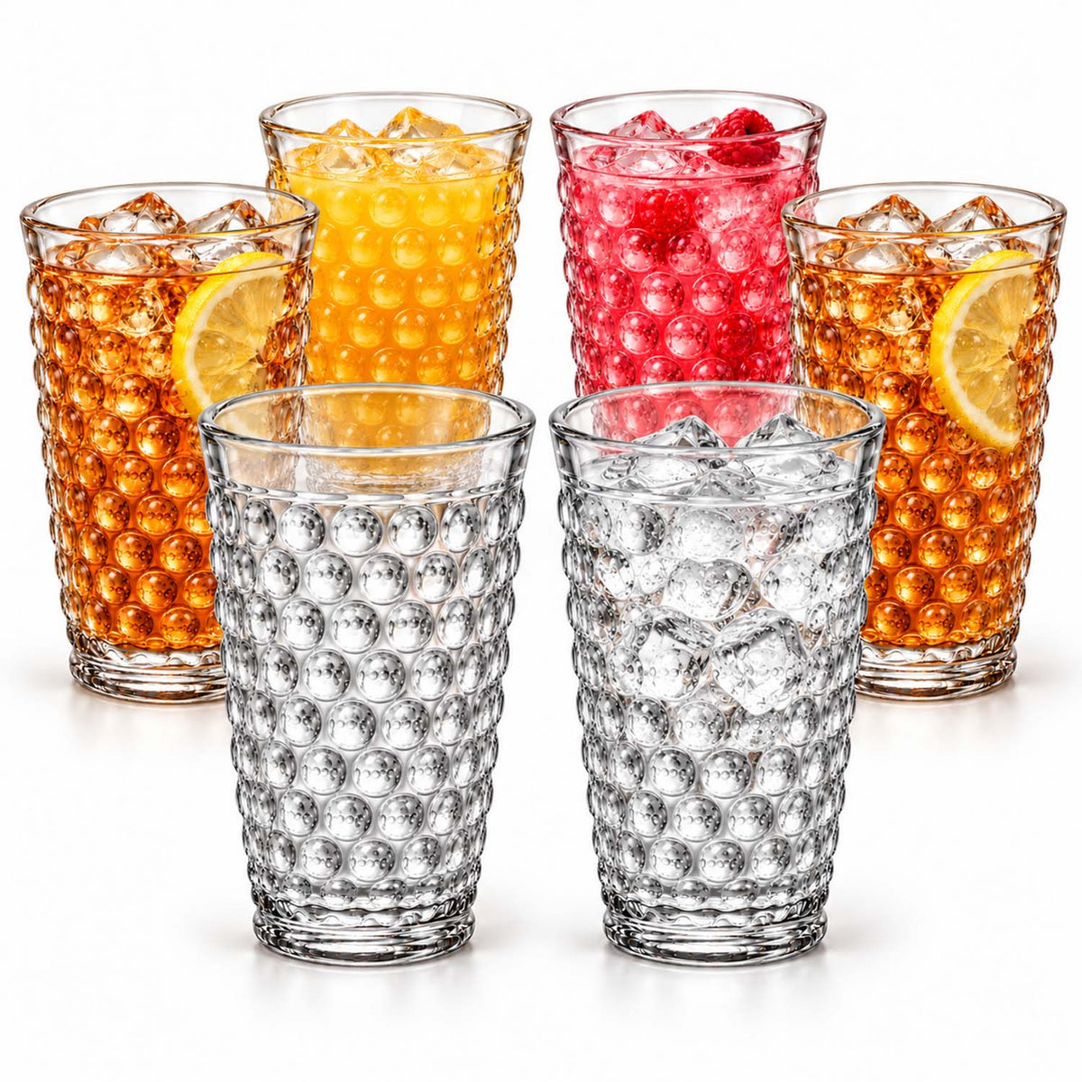 6Pcs 350ml Clear Bubble Highball Tumbler Glass