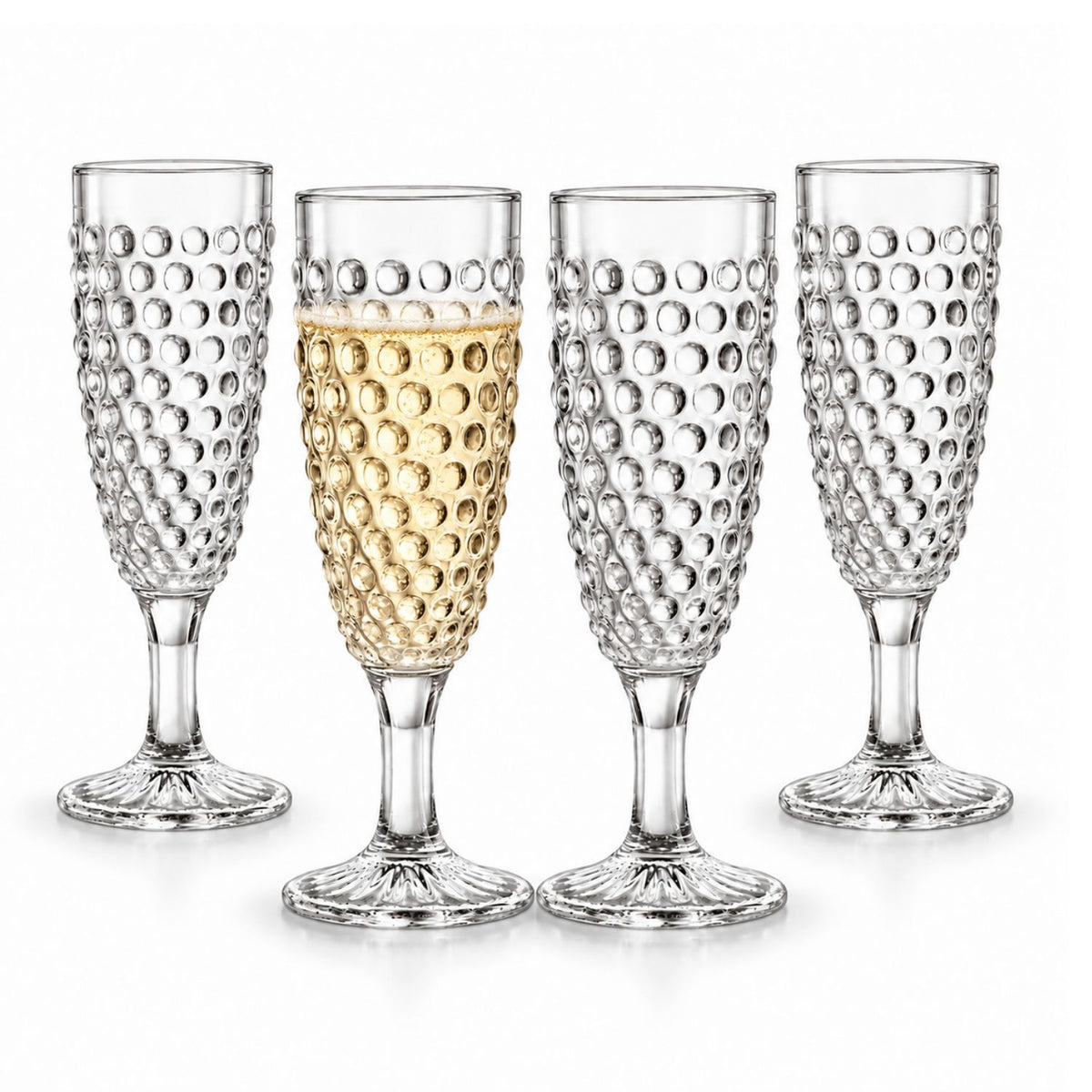 4Pcs 160ml Coco & Gray Bubble Glass Champagne Flute