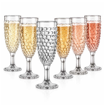 6Pcs 160ml Coco & Gray Bubble Glass Champagne Flute