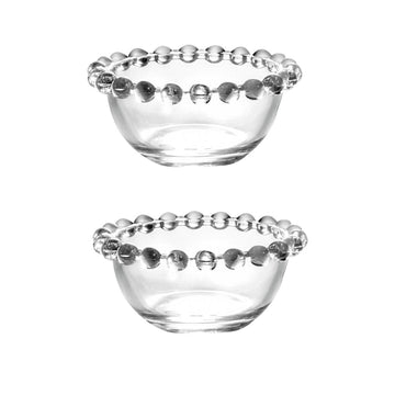 2Pcs Clear Soda Lime Glass Dip Bowl Set