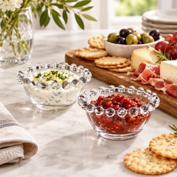2Pcs Clear Soda Lime Glass Dip Bowl Set